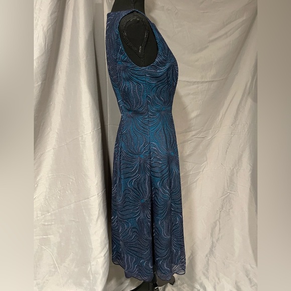 NWT JS Collections Navy Blue And Teal Midi Dress - Picture 5 of 11